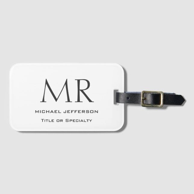 Trendiges modernes Monogramm schlicht minimalistis Gepäckanhänger (Vorderseite (Horizontal))