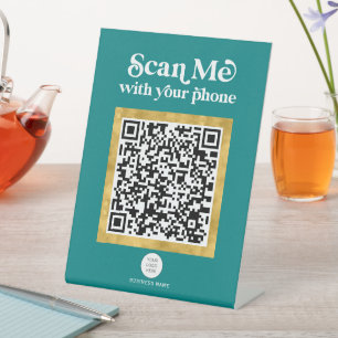 Trendiges, modernes QR-Zeichen für Aquamarine Netz Sockelschild