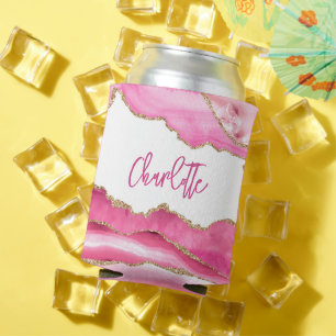 Trendiges modernes rosa Achat-Gold-Glitter persona Dosenkühler