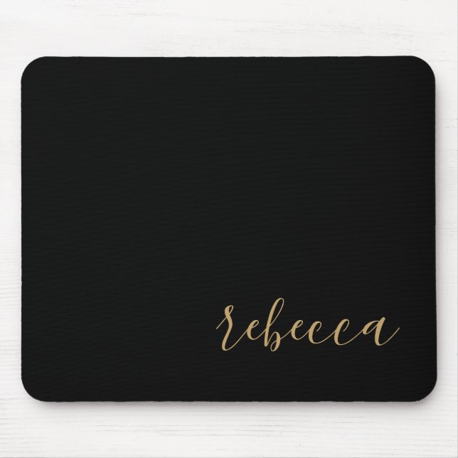 Trendiges modernes schwarzes und goldenes einfache mousepad (Vorne)