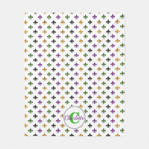 Trendiges Monogramm Mardi Gras Fleur De Lis Fleecedecke