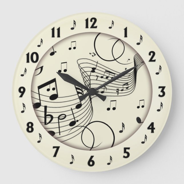 Trendiges Musikdesign Runde Wand Große Wanduhr (Vorderseite)