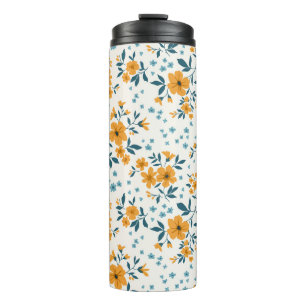 Trendiges nahtloses vintage Blumenmuster. Endloses Thermosbecher