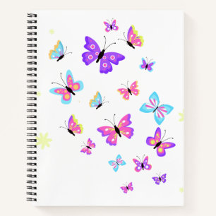 trendiges Notizbuch mit farbenfrohen Schmetterling
