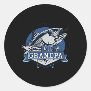 Trendiges Opa-Angler-Logo Nummer 1 Runder Aufkleber