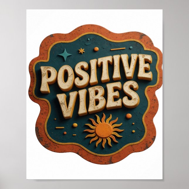 Trendiges Orange POSITIVE VIBES Design Poster (Vorne)