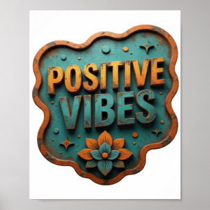 Trendiges Orange POSITIVE VIBES Poster