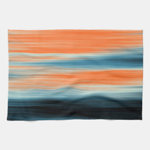 Trendiges Orange Rot Blau Gestreift Handtuch