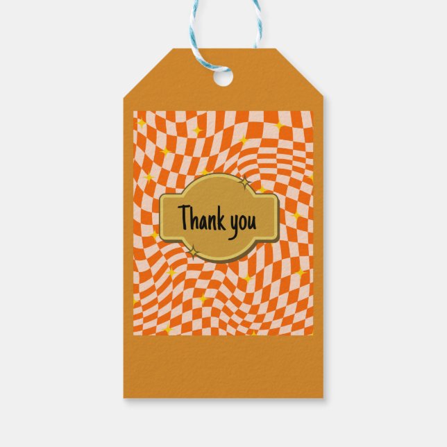 trendiges orangefarbenes Design Geschenkanhänger (Rückseite)