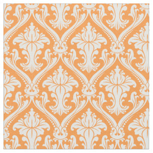 Trendiges oranges barockes Damastmuster Stoff