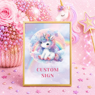 Trendiges Pastell-Einhorn Magischer Tag Geburtstag Poster