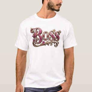 Trendiges Pink BOSS künstlerischer Ausdruck T-Shirt