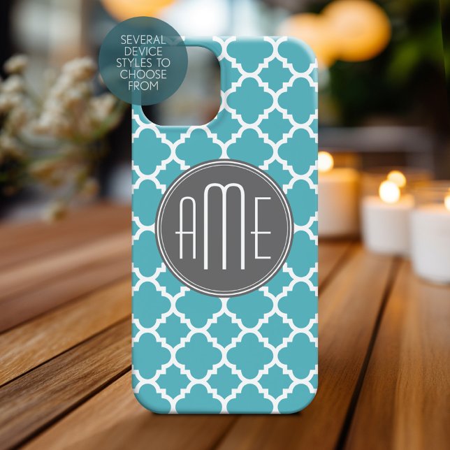 Trendiges Quatrefolienmuster Custom Triple Monogra Case-Mate iPhone Hülle (Personalized Phone Case with Monogram)