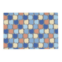 Trendiges Retro-Design mit blauen, orangen und gel