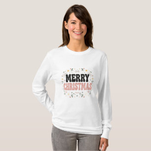 Trendiges Retro-Frohe-Weihnachten-Shirt, Groovy Fl T-Shirt