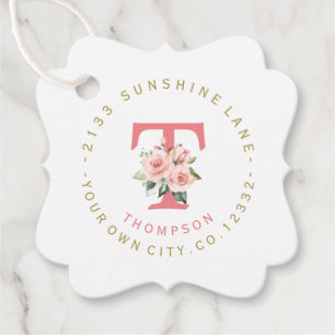 Trendiges rosa Blush-Blumen rundes Adressetikett Geschenkanhänger