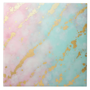 Trendiges Rosa Blush Soft Mint Gold Luxus-Kollekti Fliese