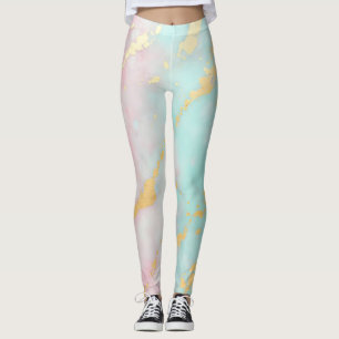 Trendiges Rosa Blush Soft Mint Gold Luxus-Kollekti Leggings