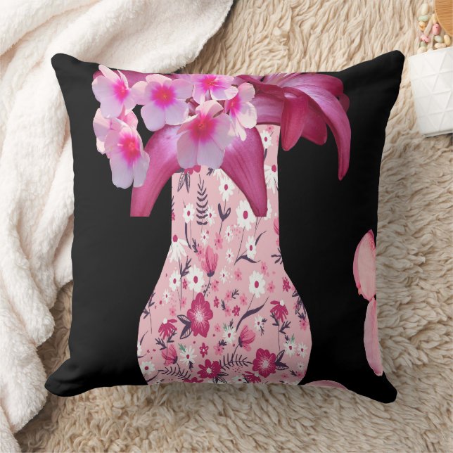 Trendiges Rosa Ditsy Blumenmuster Kissen (Decke)