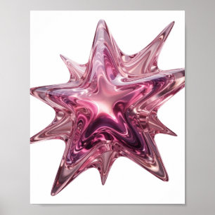 Trendiges Rosa STAR BALL Grafikdesign Poster