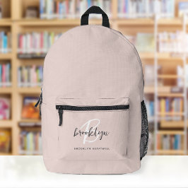 Trendiges Rosé Pink Graues Schriftmonogramm Name Bedruckter Rucksack