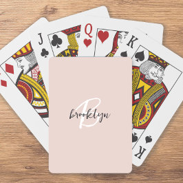 Trendiges Rosé Pink Graues Skript Monogramm Spielkarten