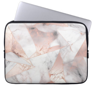 Trendiges Roségold Geometrischer Marmor Laptopschutzhülle