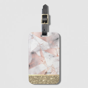 Trendiges Roségold Geometrisches Marmor Gepäckanhänger