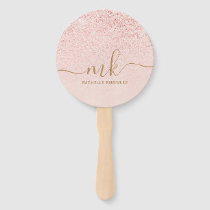 Trendiges Roségold Glitter Fancy Initialen und Nam Fächer