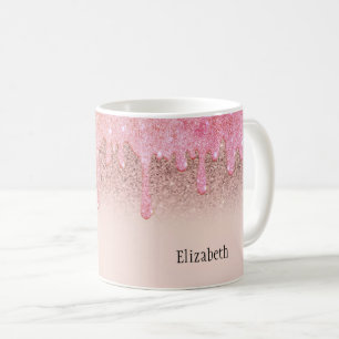 Trendiges Roségold-Glitter-Tropfen Kaffeetasse