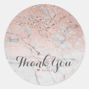 Trendiges Roségold Rosa Modernes Marmor Glamour Pa Runder Aufkleber