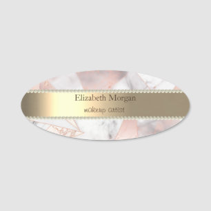 Trendiges Rosen-Gold geometrisch Marmor Namensschild