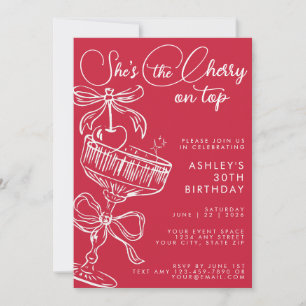 Trendiges Rot Sie ist die Kirsche auf dem 30. Gebu Einladung