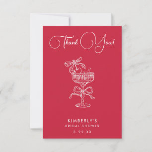 Trendiges Rot Sie ist die Kirsche auf dem Hochzeit Dankeskarte