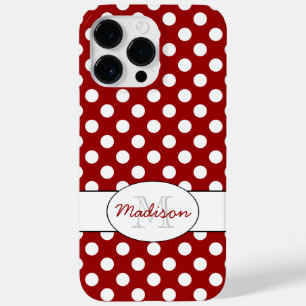 Trendiges Rot-Weiß-Pünktchen-Monogramm Case-Mate iPhone 14 Pro Max Hülle