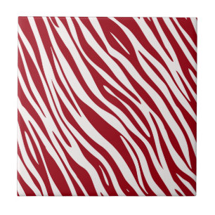 Trendiges rotes Zebra-Tier-Streifenmuster Fliese