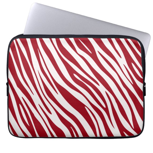 Trendiges rotes Zebra-Tier-Streifenmuster Laptopschutzhülle (Vorderseite)