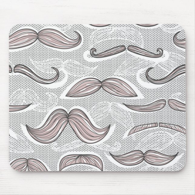 Trendiges Schnurrbartmuster Mousepad (Vorne)