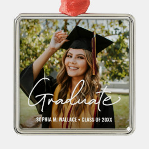 Trendiges Schriftzug personalisiertes Foto Absolve Ornament Aus Metall
