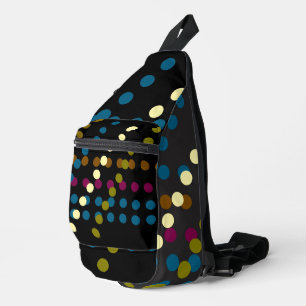 Trendiges Schwarz mit mehrfarbigen Tupfen Crossbody Bag