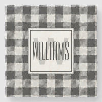 Trendiges Schwarz/Weiß Büffel-Karo Monogramm