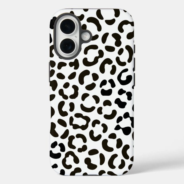 Trendiges Schwarz-Weiß-Leopard-Druckmuster Case-Mate iPhone Hülle (Rückseite)