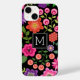 Trendiges Schwarzes Floral-Muster mit benutzerdefi Case-Mate iPhone 14 Hülle (Back)