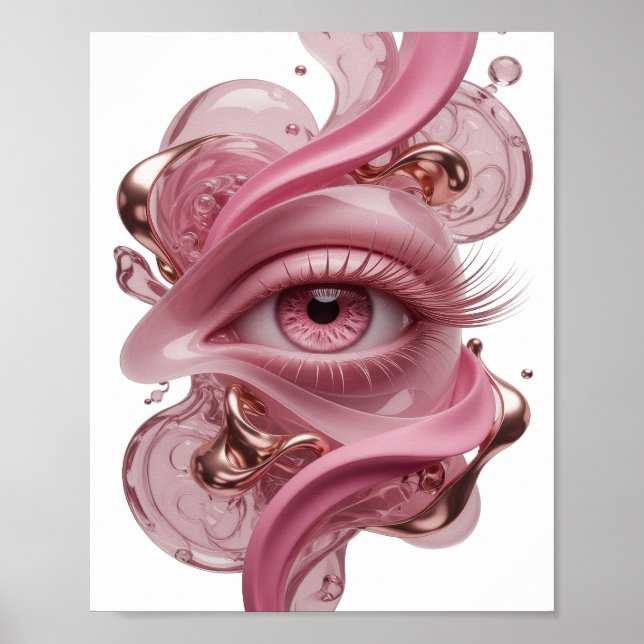 Trendiges Silber ABSTRACT ART Design Poster (Vorne)