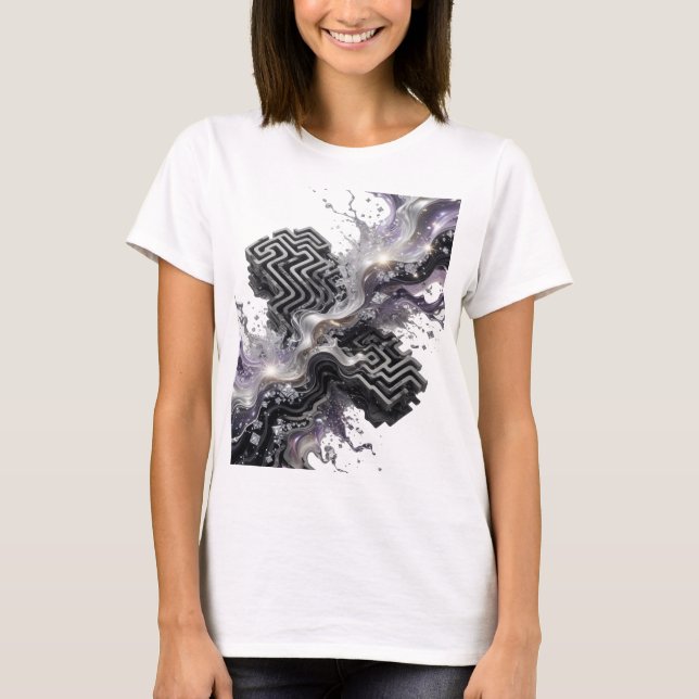 Trendiges Silber ABSTRACT ART Statement T-Shirt (Vorderseite)