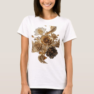 Trendiges Silber GOLDENE ROSEN UND DIAMANTEN Sloga T-Shirt