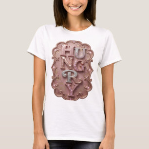 Trendiges Silber HUNGRY Grafikdesign T-Shirt