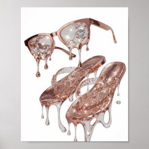 Trendiges Silber ROSE GOLD GLAMOUR Statement-Desig Poster