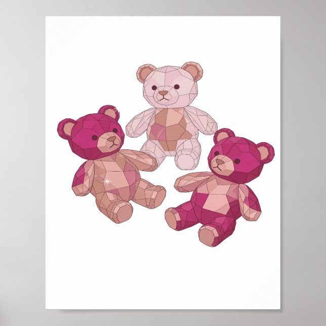 Trendiges Silber THREE TEDDY BEARS Slogan Design Poster (Vorne)