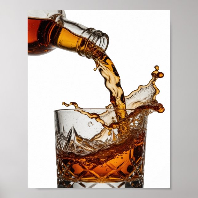 Trendiges Silber WHISKY SPLASH Textdesign Poster (Vorne)